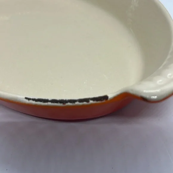Le Creuset Au Gratin Pan Cast Iron Enamel Vintage #24 Flame Orange
